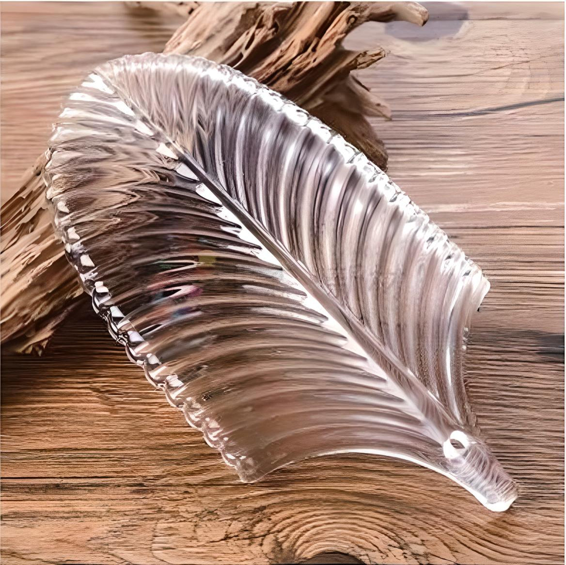 Glass Brick - Feather hanging piece