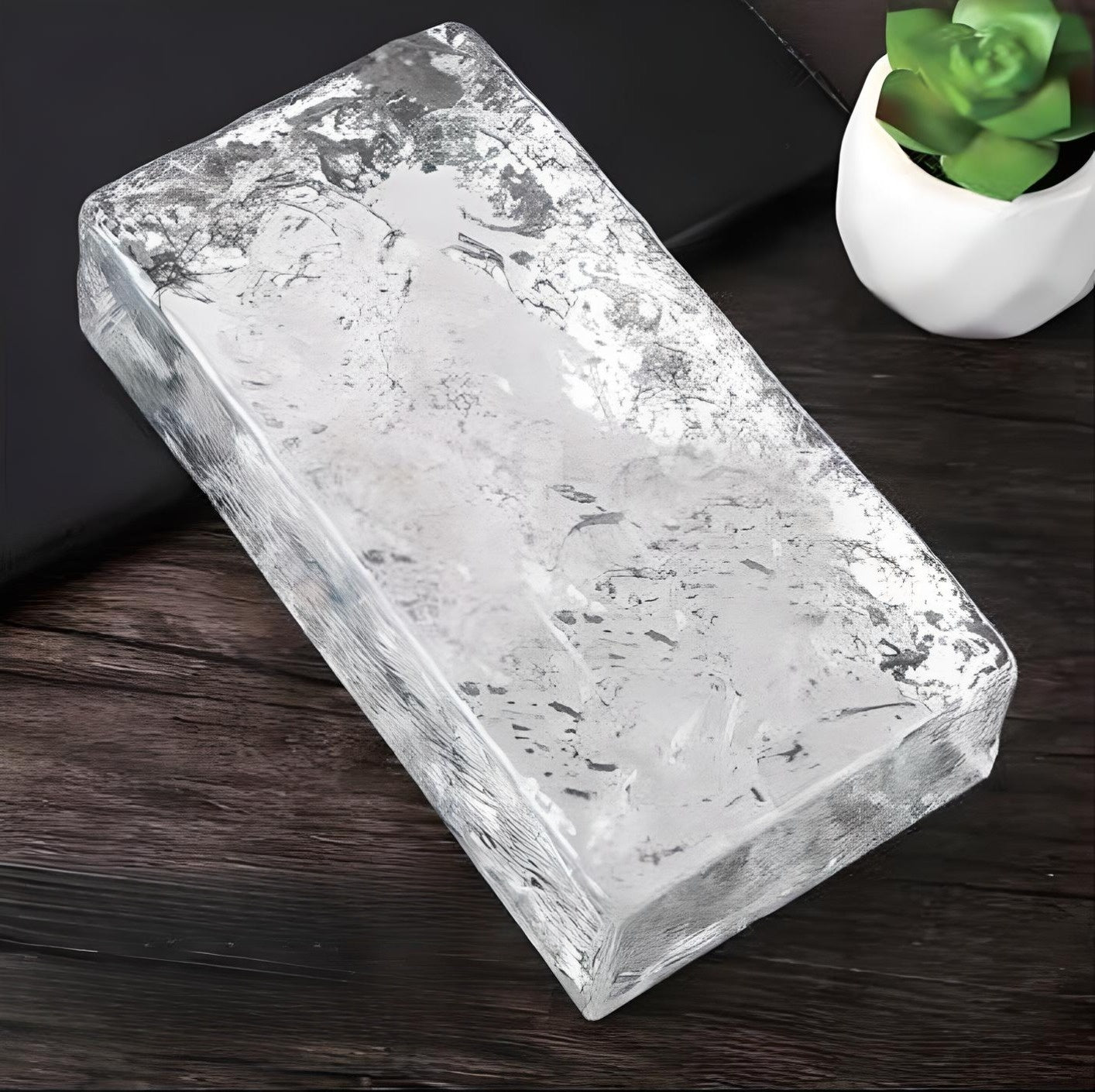 Glass Brick - Hot Melt brick, silver plated